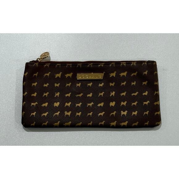 DOGHAUS Dog Zip Up Pouch Cosmetic Bag Brown and Gold (0034) - Picture 1 of 6